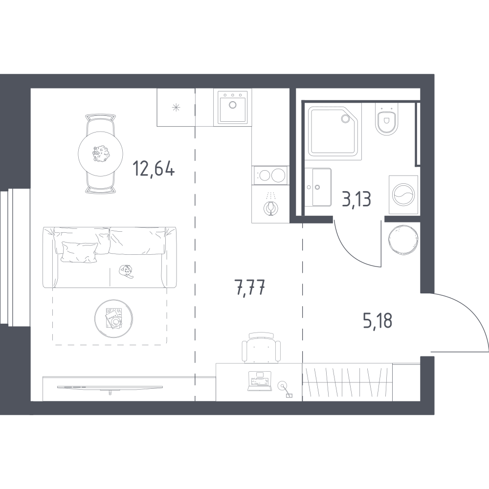 1-комнатная 28 м2 в ЖК Литературный Квартал корпус null этаж 8