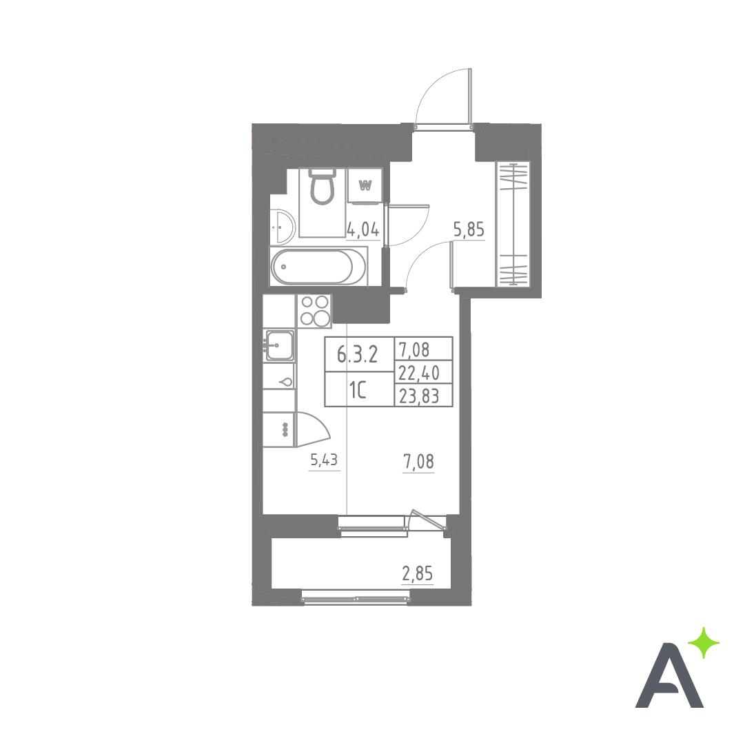 Студия 23 м2 в ЖК Аквилон SOLAR корпус null этаж 5
