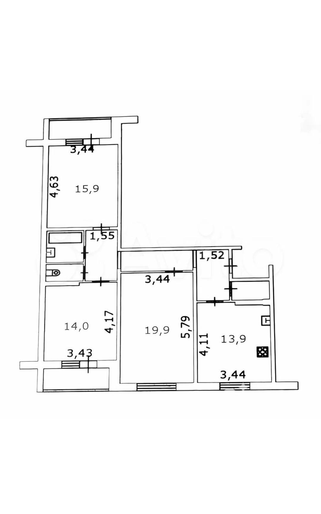 3-комнатная 82 м2 в ЖК undefined корпус null этаж 5