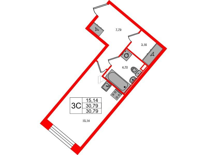 Студия 30 м2 в ЖК Pulse Premier корпус null этаж 2