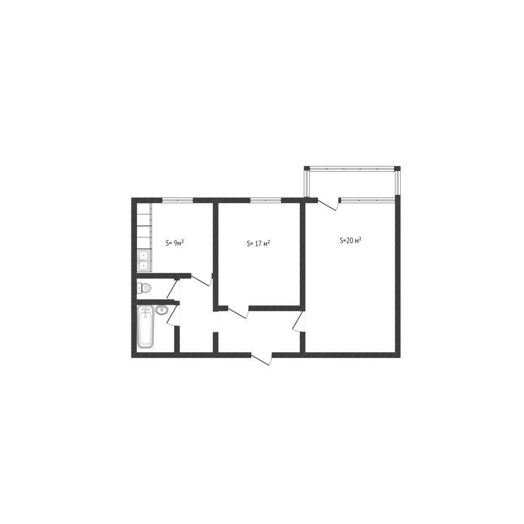 2-комнатная 53 м2 в ЖК undefined корпус null этаж 6