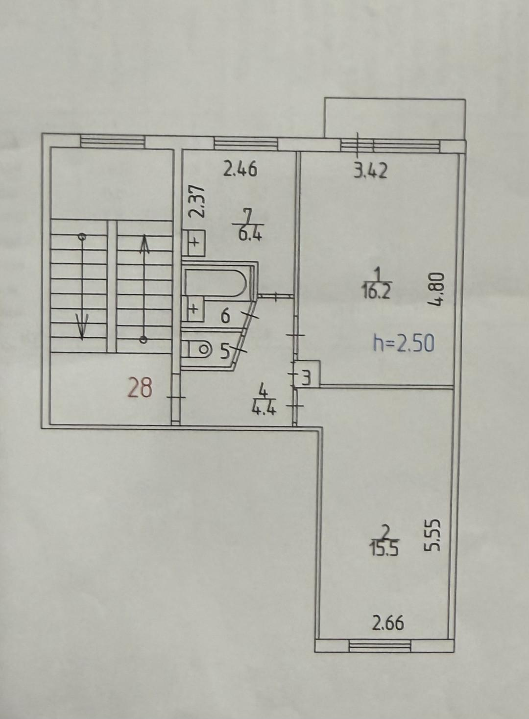 2-комнатная 45.6 м2 в ЖК undefined корпус null этаж 5