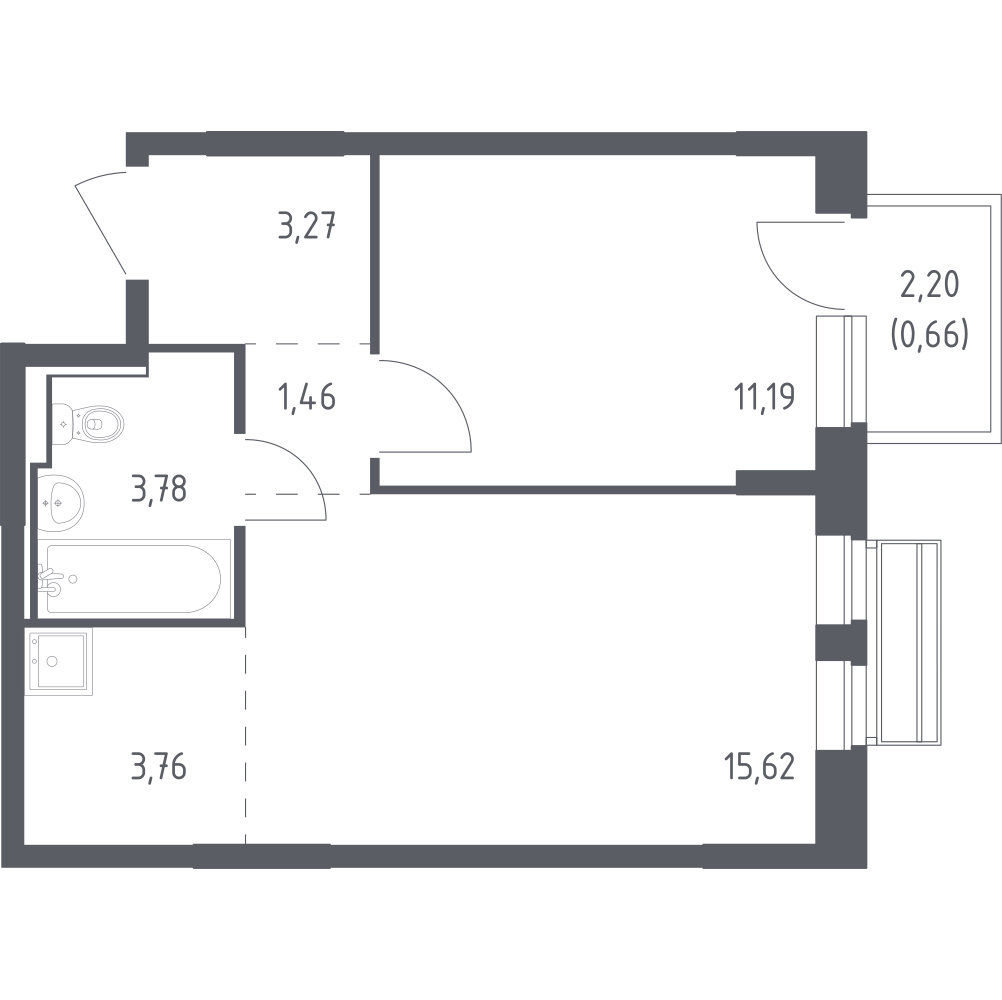Студия 39 м2 в ЖК Рублёвский Квартал корпус null этаж 3