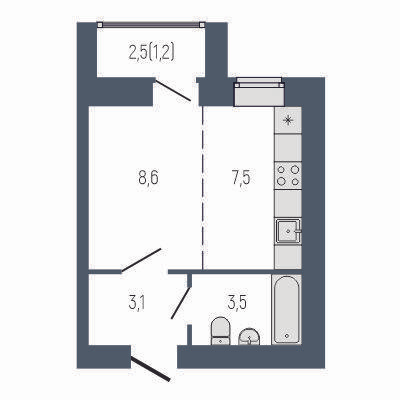 Студия 25 м2 в ЖК Философия Идеалистов на Первомайском корпус null этаж 1