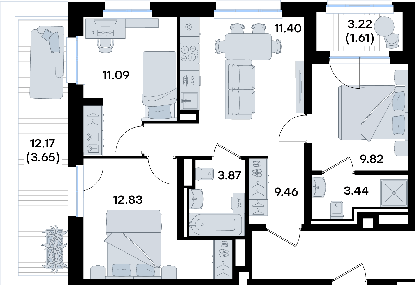 3-комнатная 67 м2 в ЖК Экосити корпус null этаж 8
