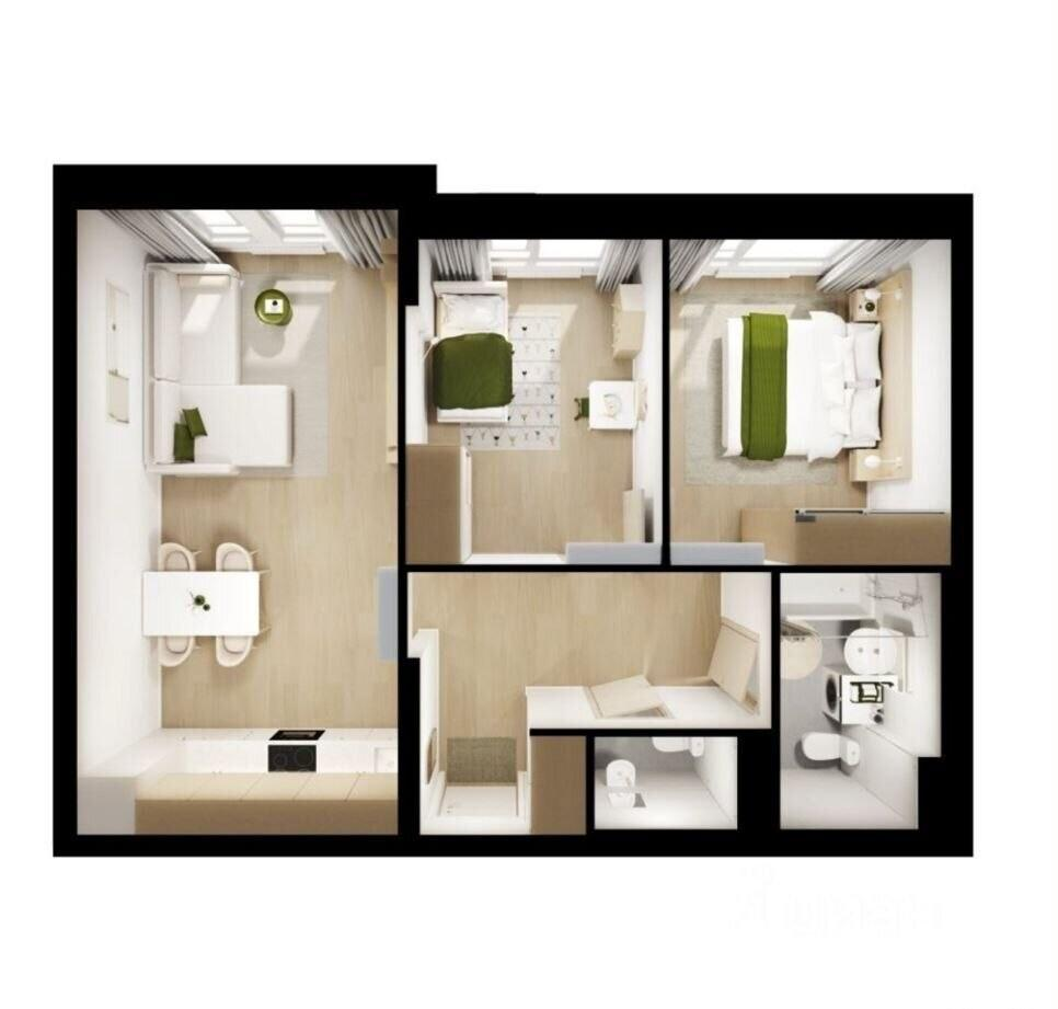 2-комнатная 61 м2 в ЖК undefined корпус null этаж 5