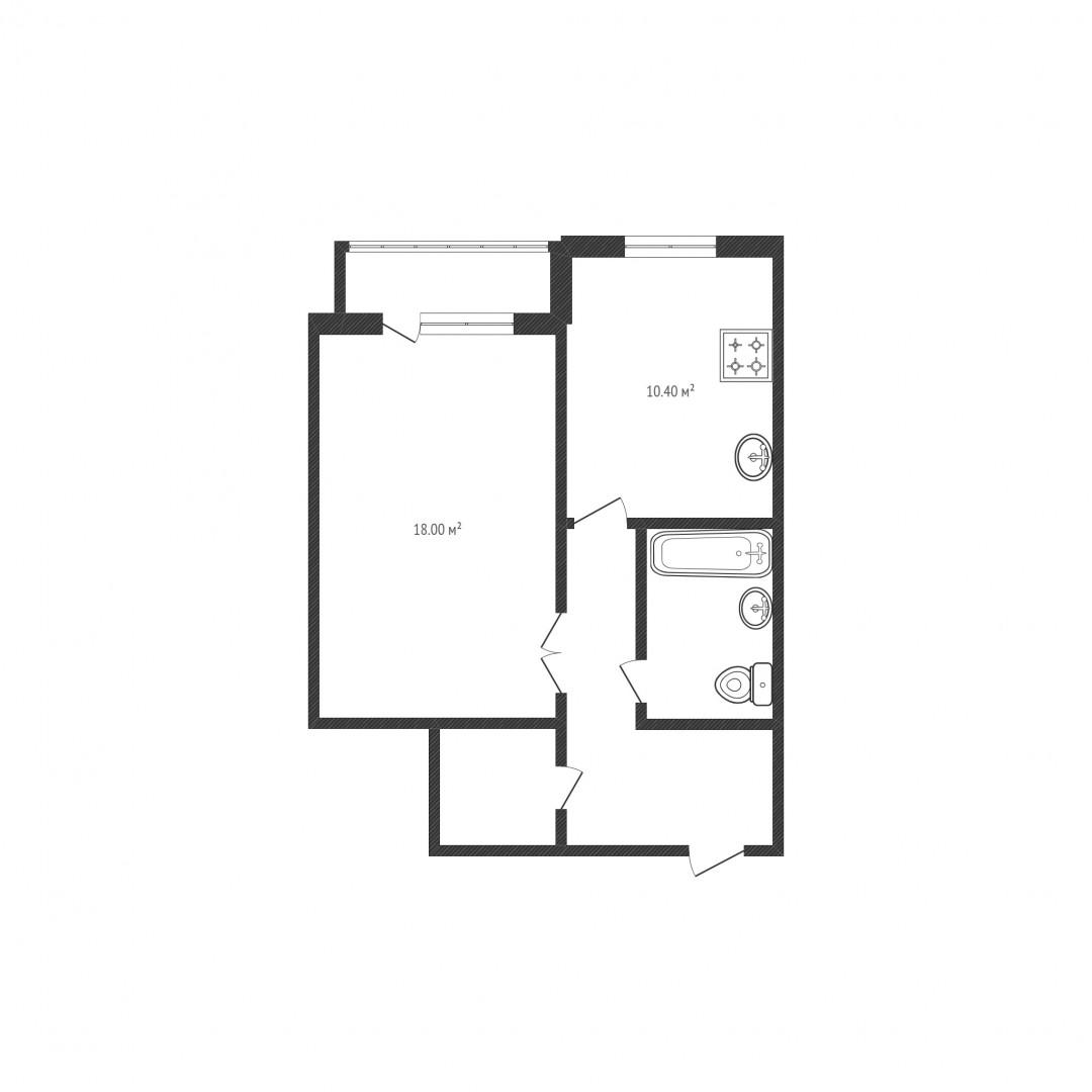 1-комнатная 42.5 м2 в ЖК undefined корпус null этаж 5