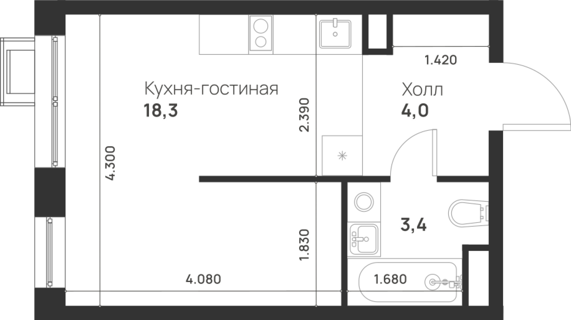 Студия 25 м2 в ЖК Foreville корпус null этаж 5