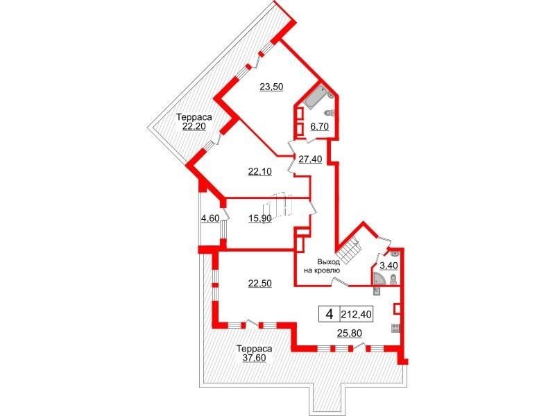 4-комнатная 212 м2 в ЖК White House корпус null этаж 7