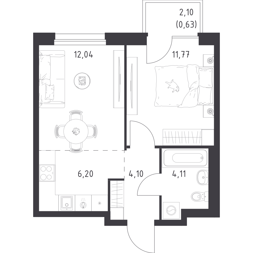 Студия 38 м2 в ЖК Новое Внуково корпус null этаж 5
