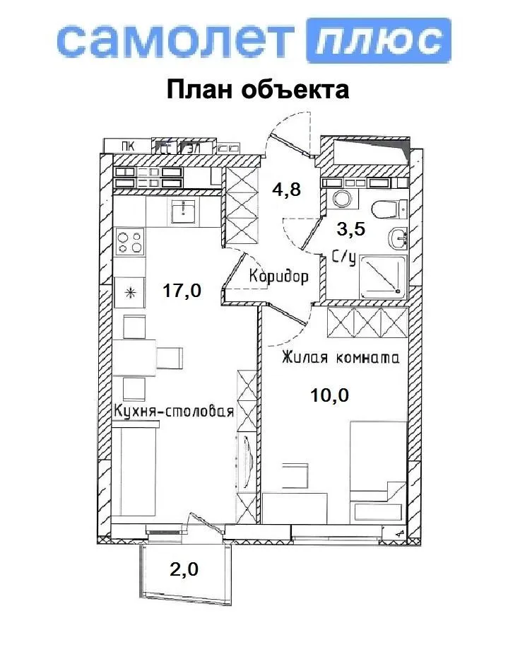 1-комнатная 37.3 м2 в ЖК undefined корпус null этаж 15