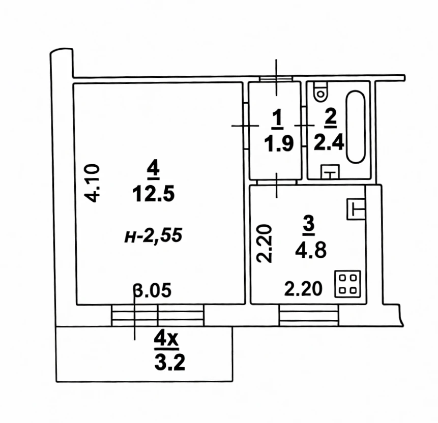 1-комнатная 21.6 м2 в ЖК undefined корпус null этаж 3
