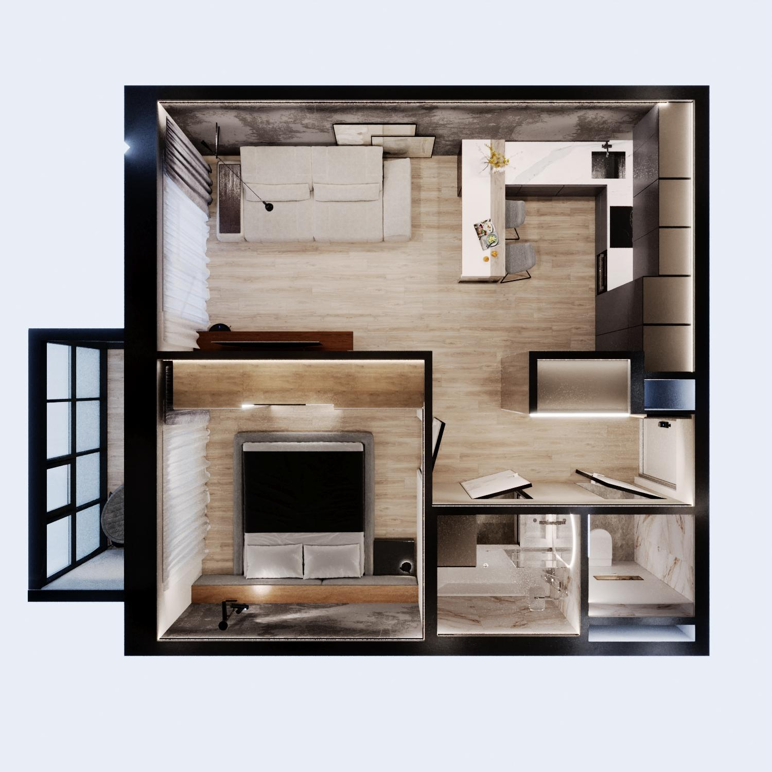 2-комнатная 44 м2 в ЖК Южный Парк корпус null этаж 10