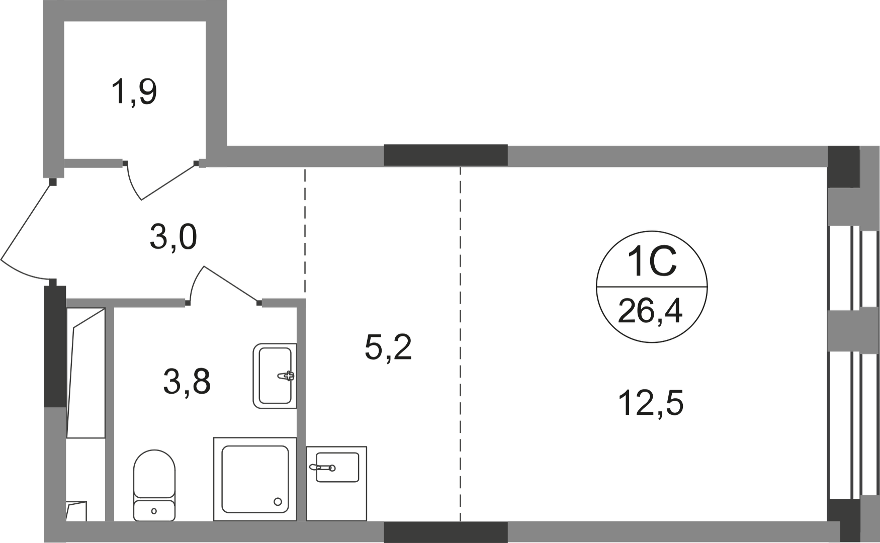 Студия 26 м2 в ЖК Первый Московский корпус null этаж 16