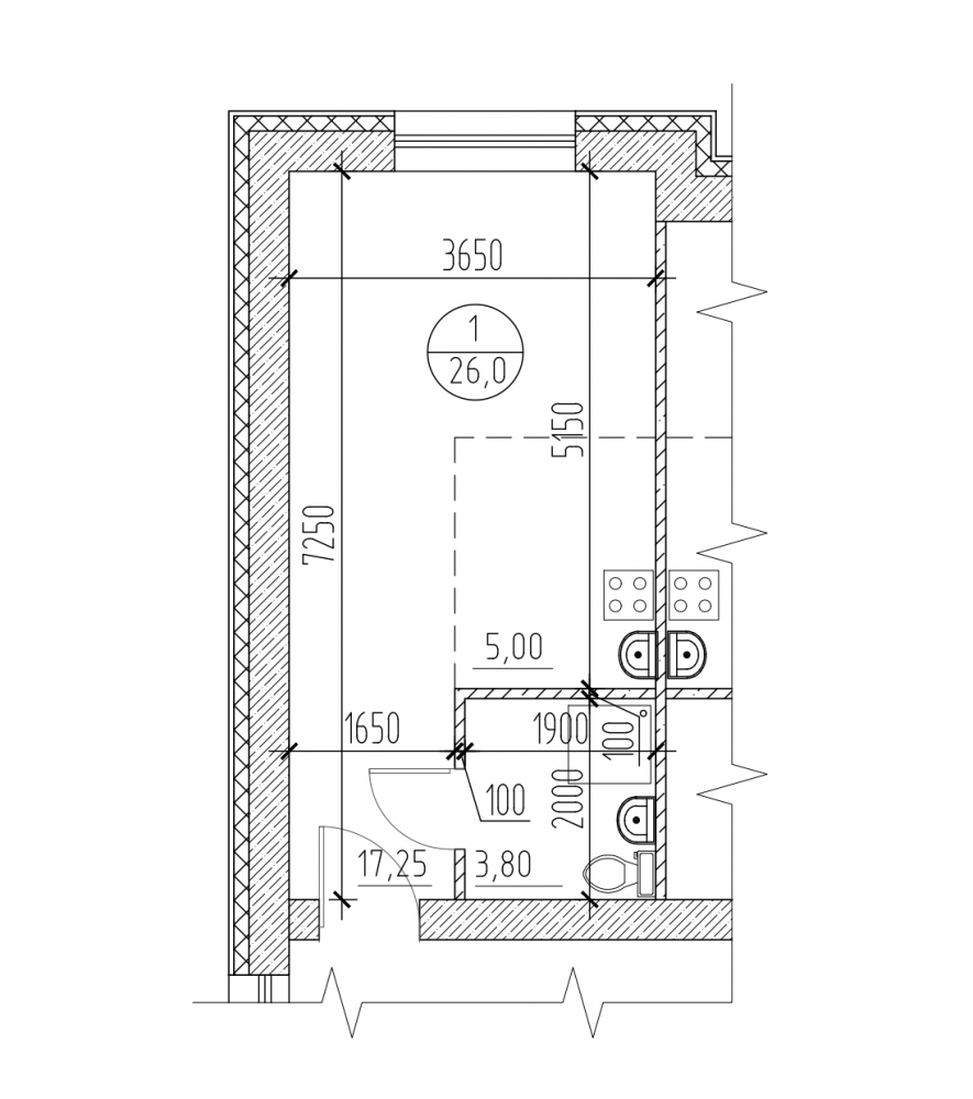 Студия 23.8 м2 в ЖК undefined корпус null этаж 4