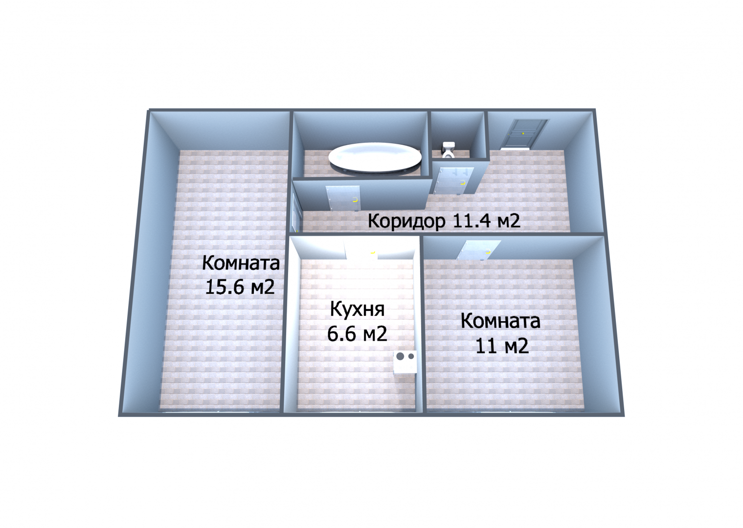2-комнатная 49.1 м2 в ЖК undefined корпус null этаж 2