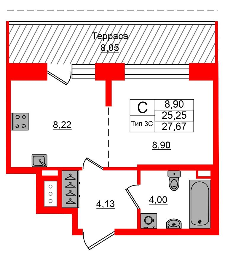 Студия 25 м2 в ЖК Setl Ривьера корпус null этаж 12