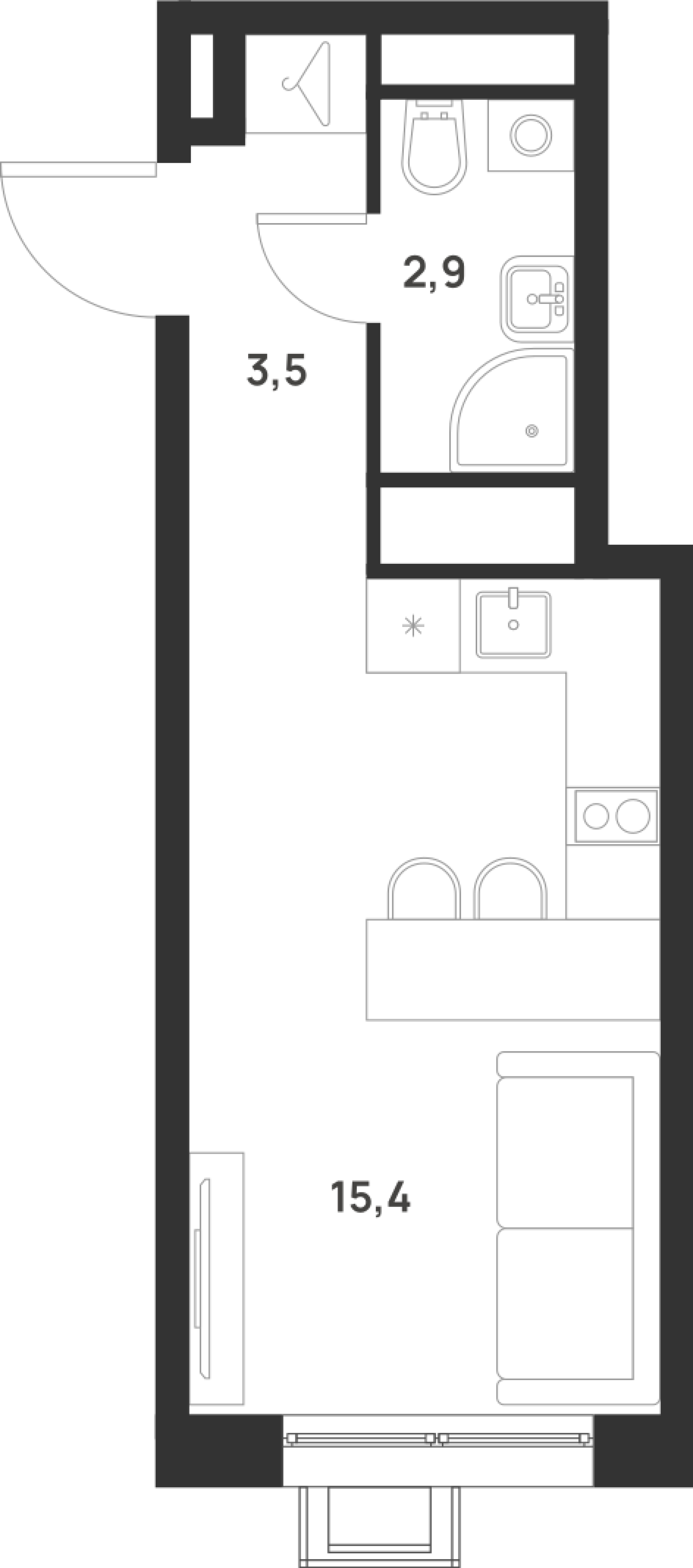 Студия 21 м2 в ЖК Foreville корпус null этаж 5