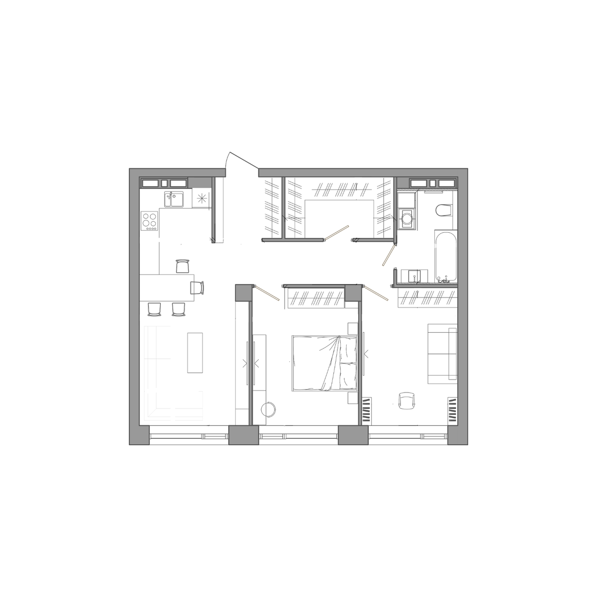 2-комнатная 69 м2 в ЖК Сады Маковского корпус null этаж 8