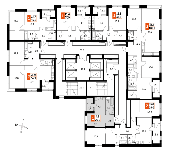 Студия 26.5 м2 в ЖК undefined корпус null этаж 36