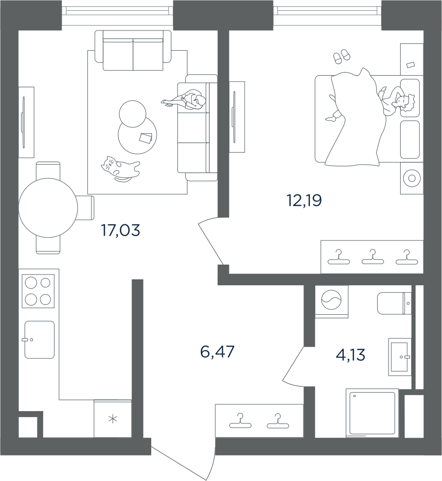 1-комнатная 39 м2 в ЖК ULTIMACity корпус null этаж 25
