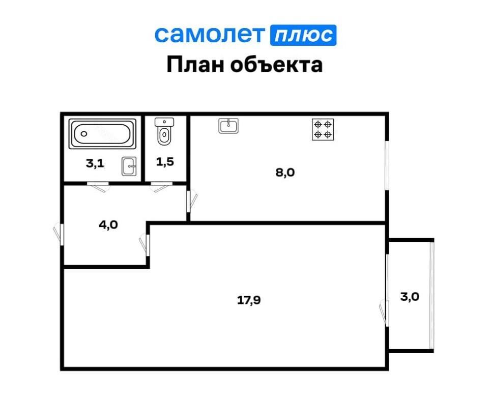 1-комнатная 35.4 м2 в ЖК undefined корпус null этаж 2