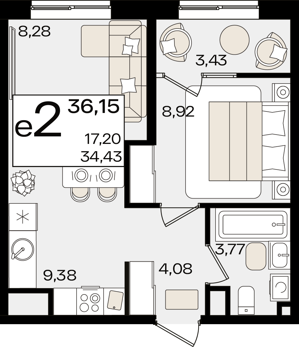 Студия 36 м2 в ЖК Патрики корпус null этаж 11