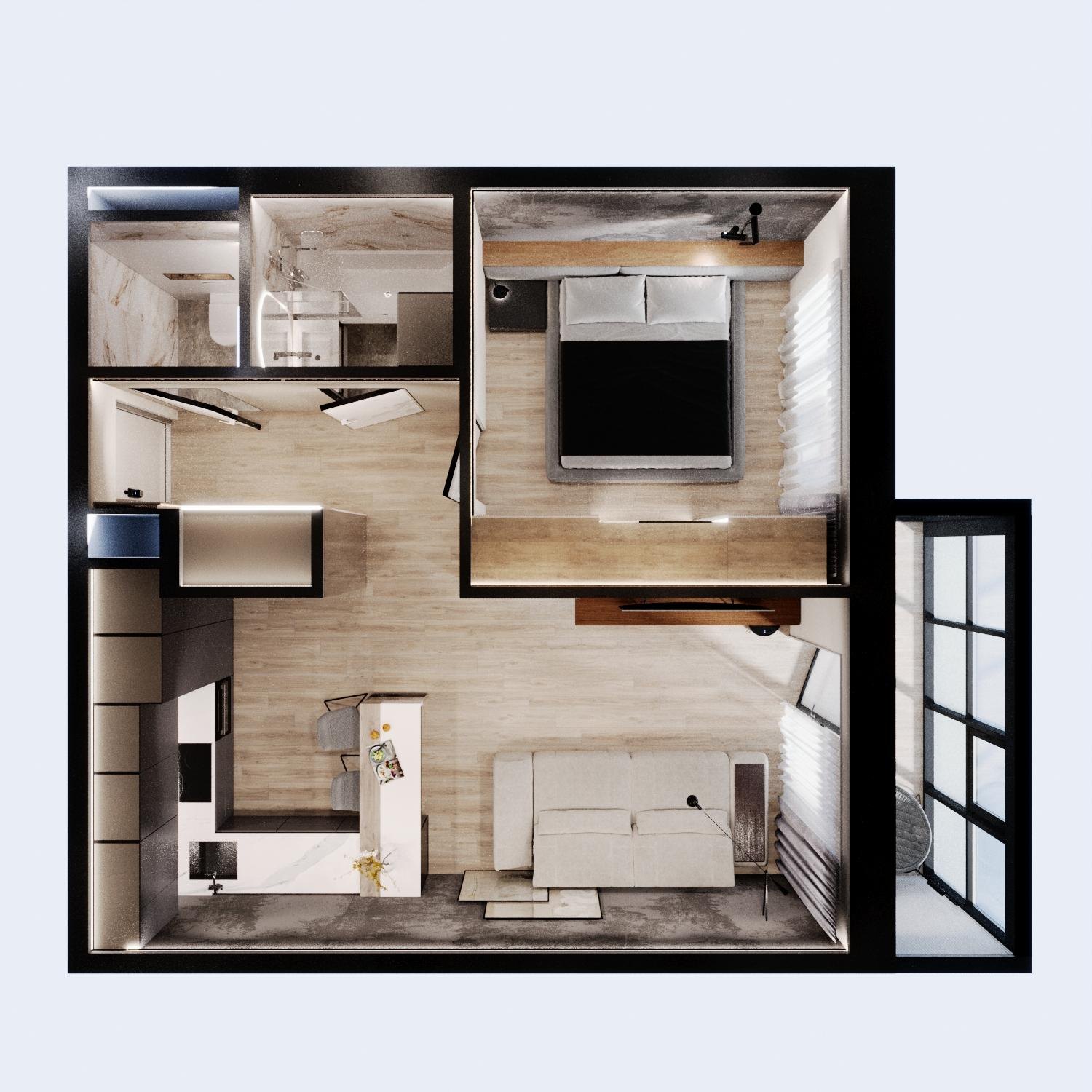 2-комнатная 43 м2 в ЖК Южный Парк корпус null этаж 19