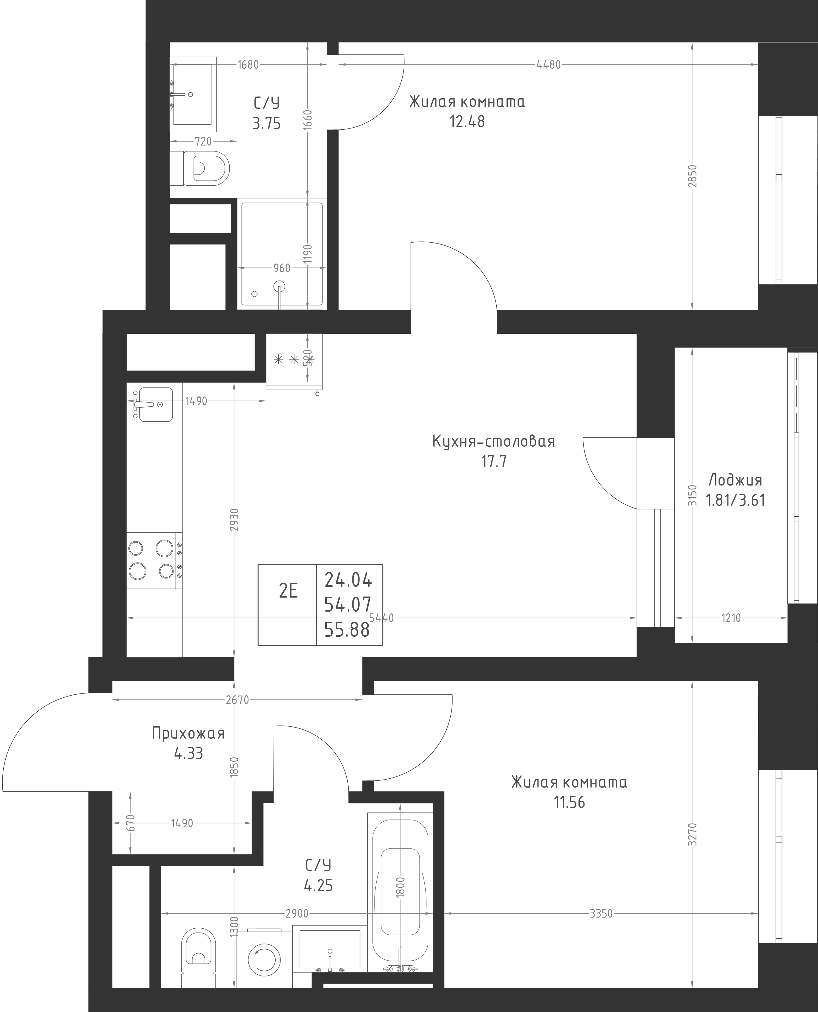 Студия 55 м2 в ЖК Мой Ритм корпус null этаж 13