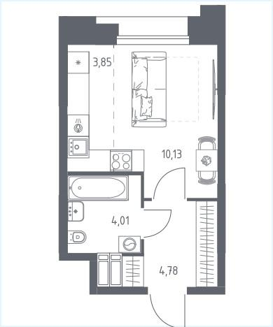 Студия 22.8 м2 в ЖК undefined корпус null этаж 11