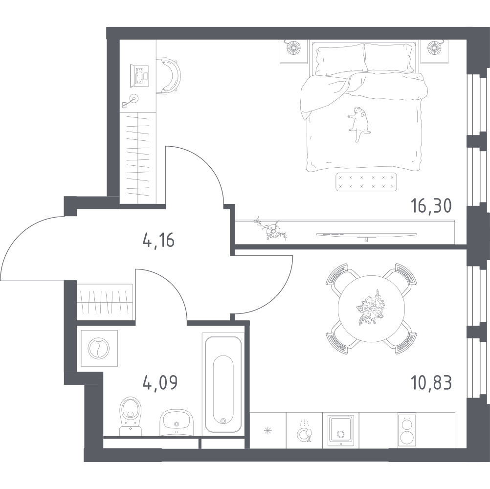 1-комнатная 35 м2 в ЖК Космический Квартал корпус null этаж 10