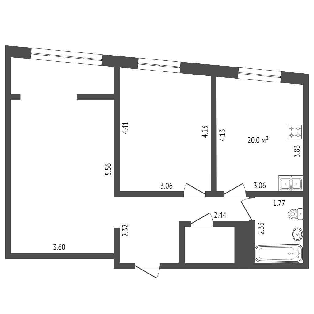 2-комнатная 62.7 м2 в ЖК undefined корпус null этаж 9