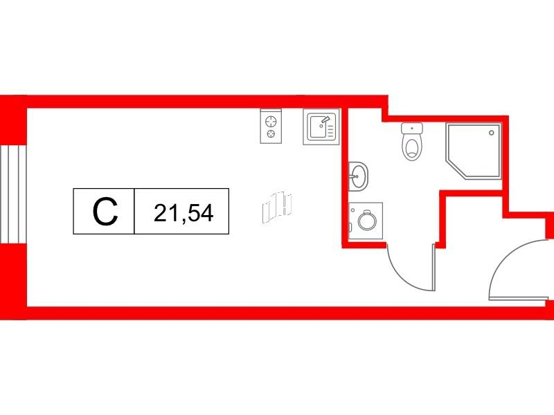 Студия 21 м2 в ЖК Саан корпус null этаж 18