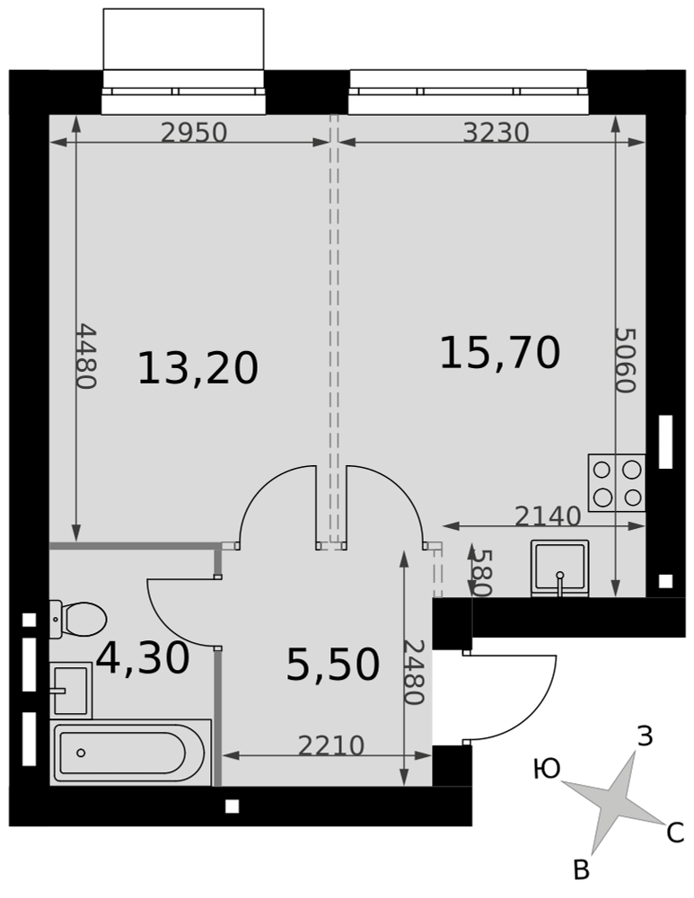 1-комнатная 38 м2 в ЖК Апрелевка Клаб корпус null этаж 5