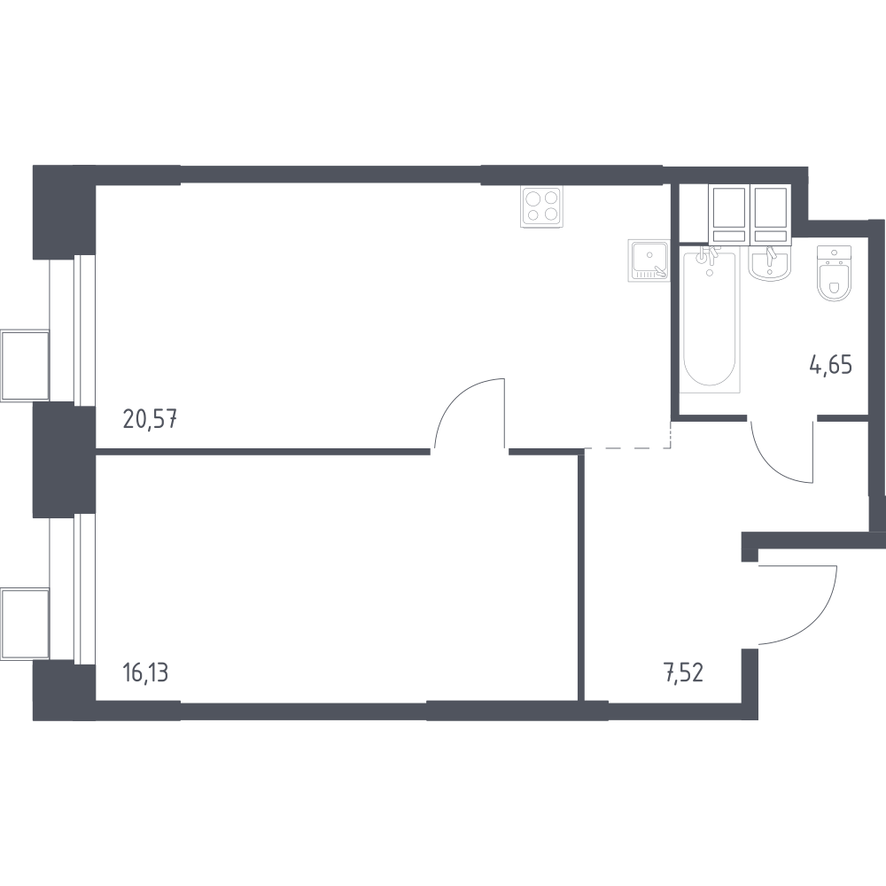 1-комнатная 49 м2 в ЖК Тропарево Парк корпус null этаж 10