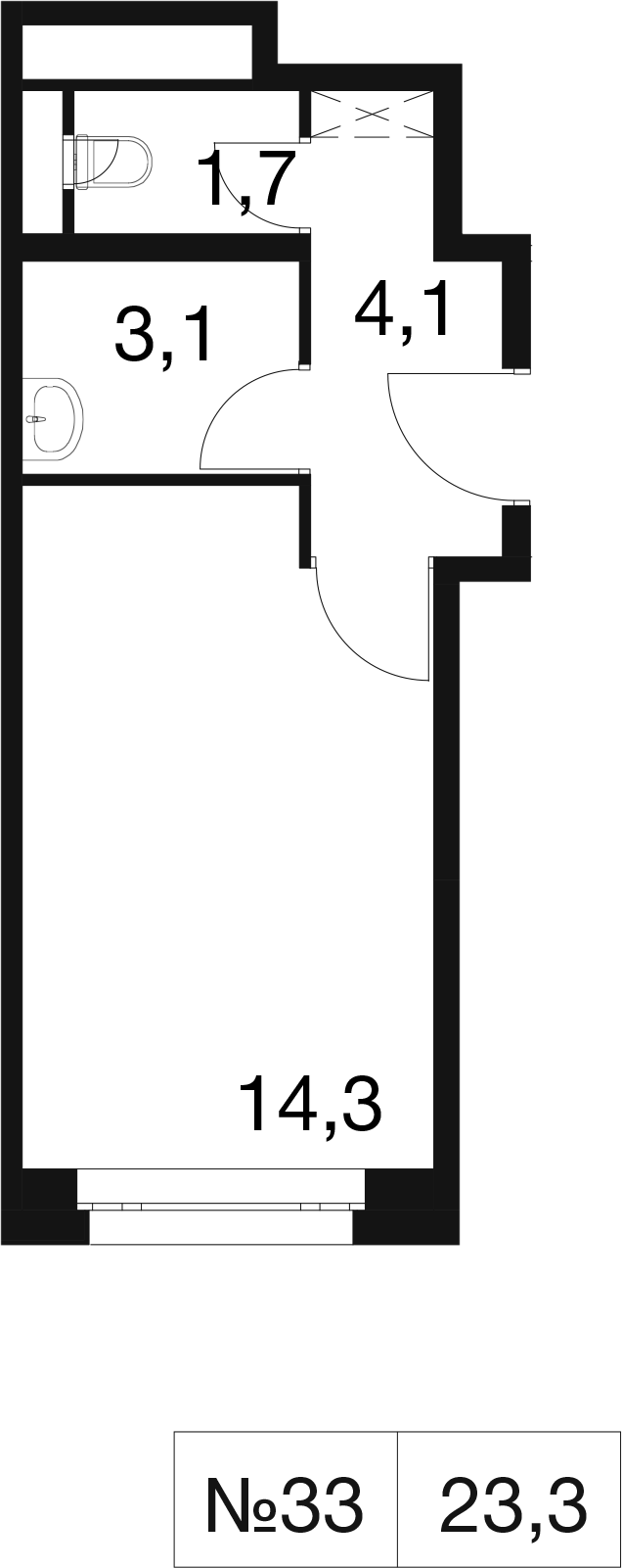 Студия 22 м2 в ЖК Идеал корпус null этаж 2