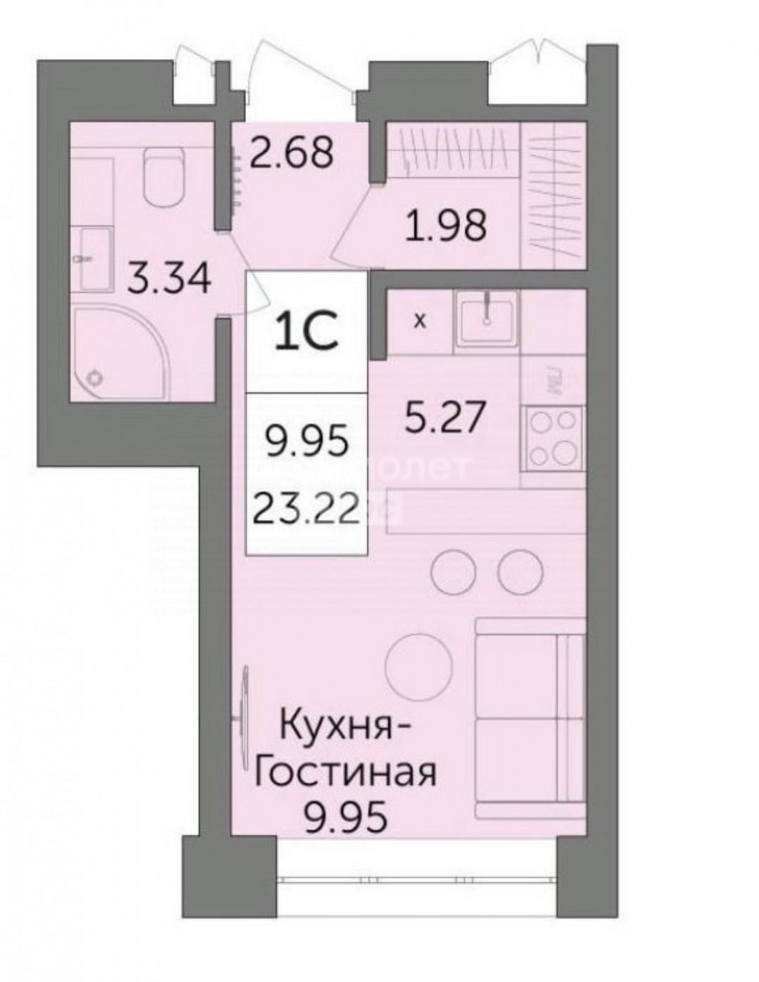 Студия 23.2 м2 в ЖК undefined корпус null этаж 10