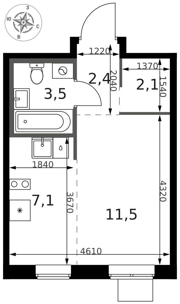Студия 27 м2 в ЖК 1-й Ясеневский корпус null этаж 8