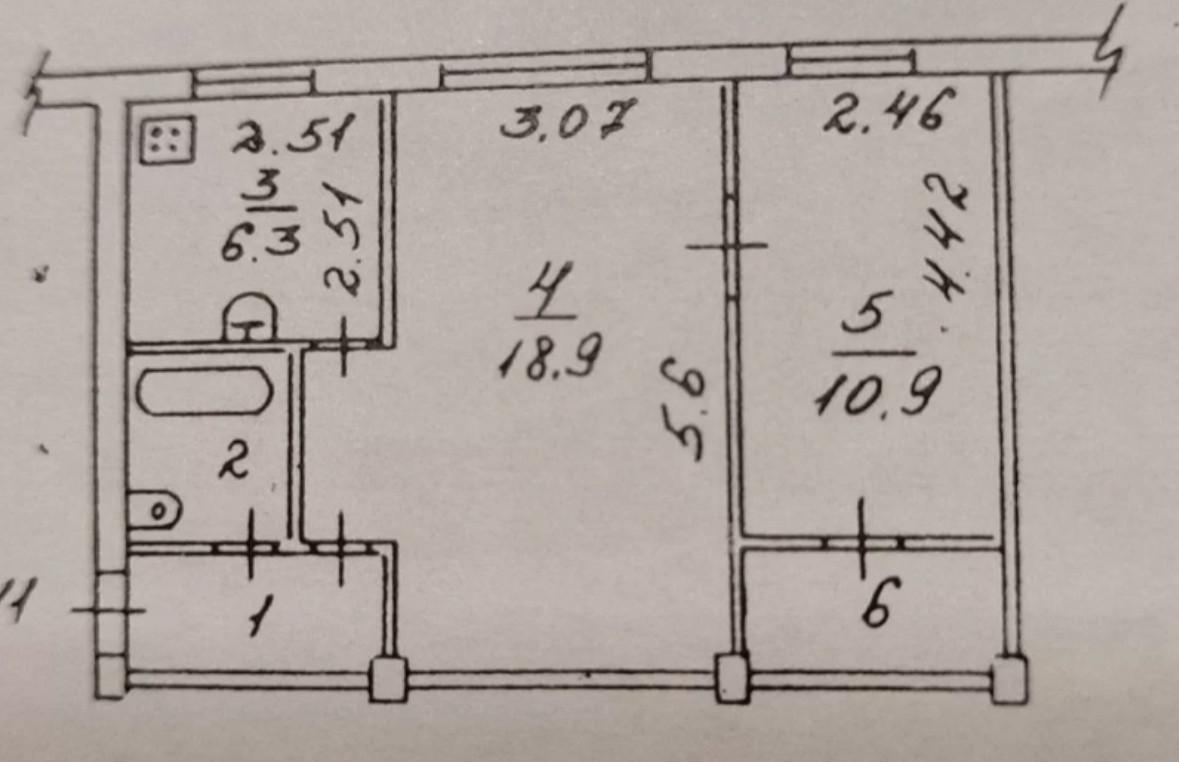 2-комнатная 44.6 м2 в ЖК undefined корпус null этаж 1
