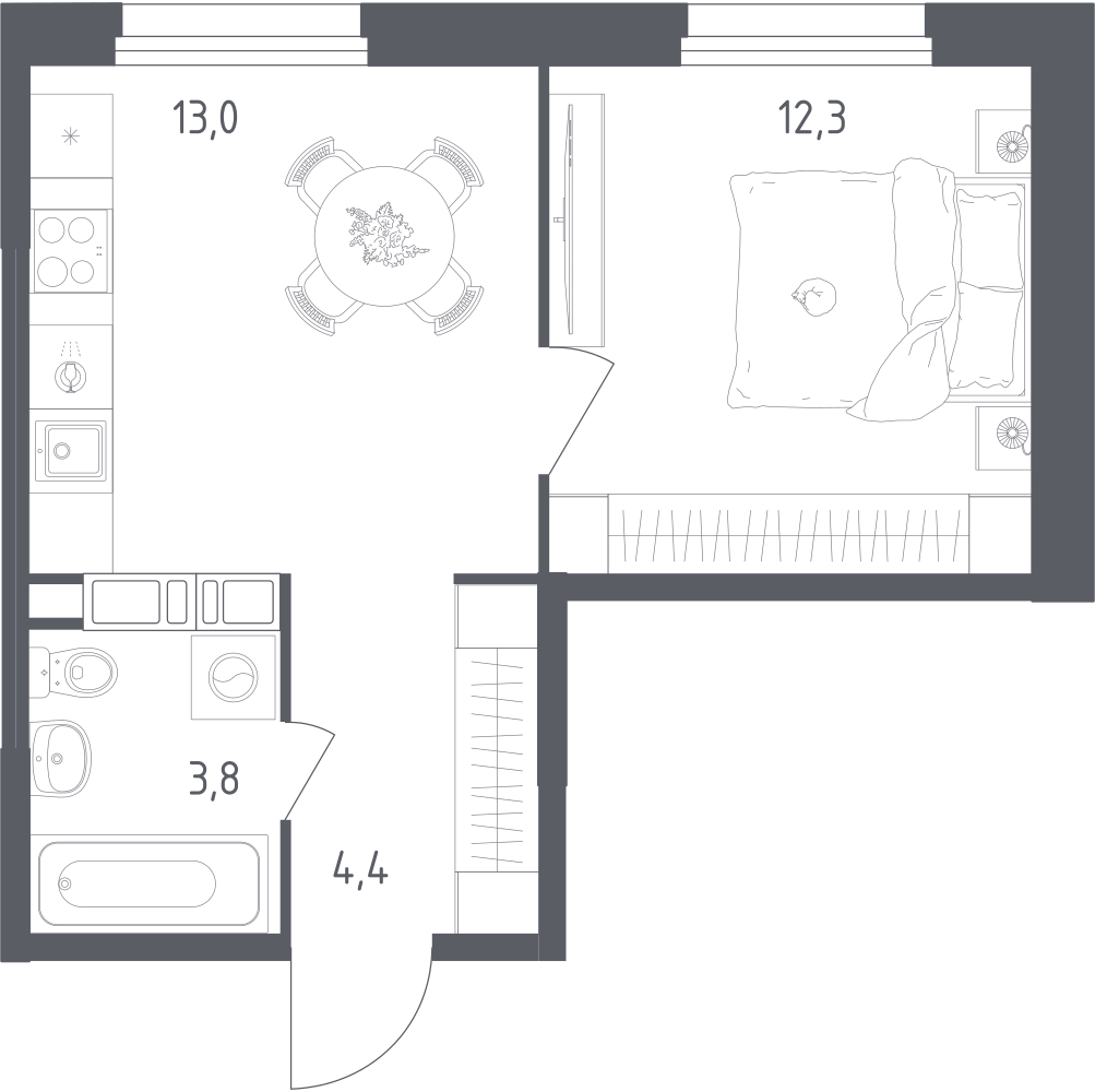 1-комнатная 33 м2 в ЖК Ольховый Квартал корпус null этаж 10