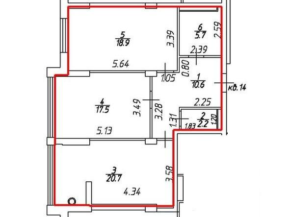 2-комнатная 75.6 м2 в ЖК undefined корпус null этаж 4