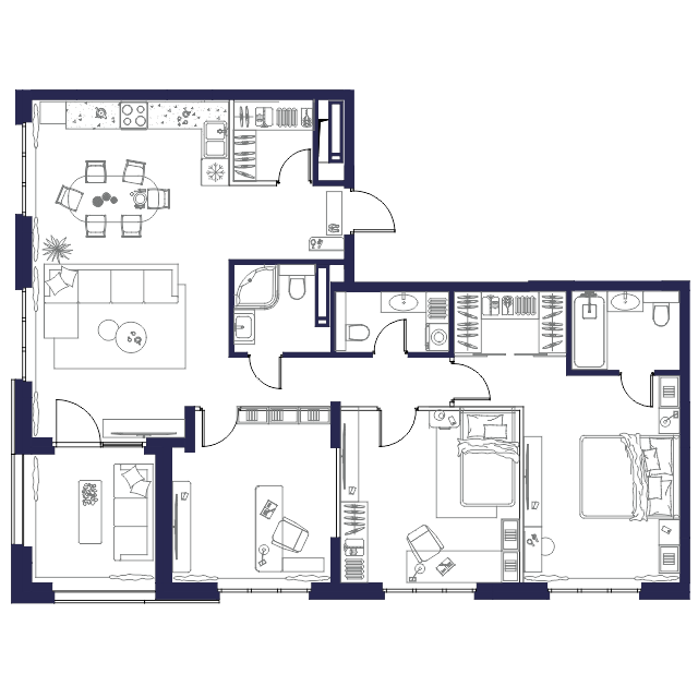 3-комнатная 110 м2 в ЖК WELLART City корпус null этаж 21