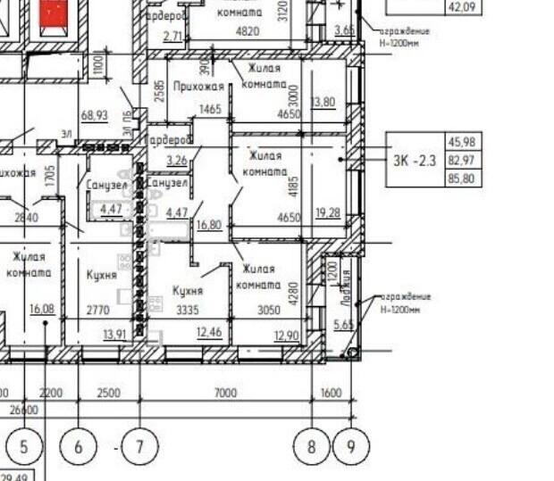 3-комнатная 85.8 м2 в ЖК undefined корпус null этаж 8