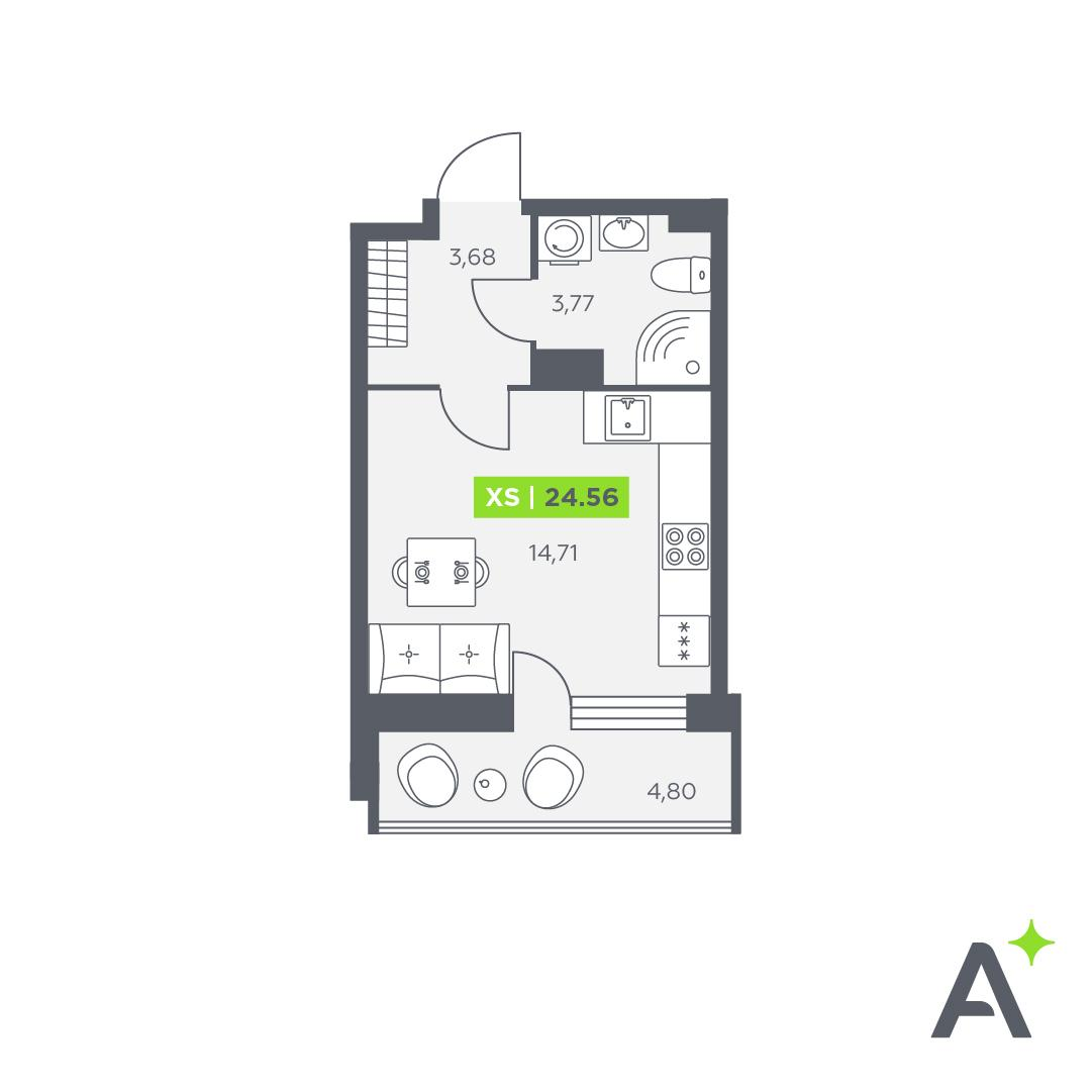 Студия 24 м2 в ЖК Аквилон RekaPark корпус null этаж 3