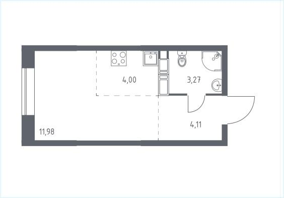 Студия 23.4 м2 в ЖК undefined корпус null этаж 7