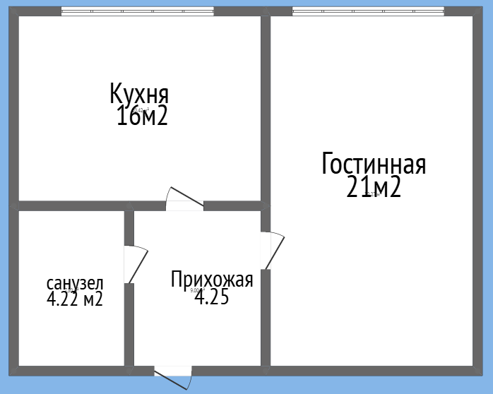 1-комнатная 46 м2 в ЖК undefined корпус null этаж 1
