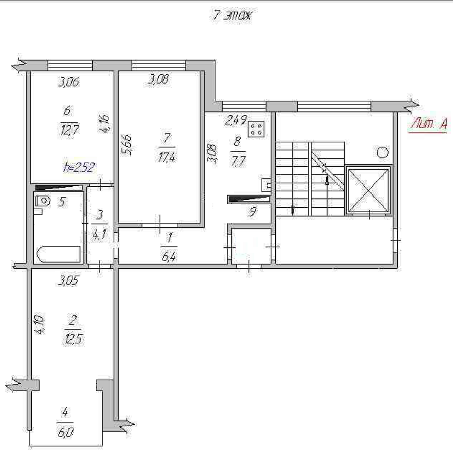 3-комнатная 68.3 м2 в ЖК undefined корпус null этаж 7