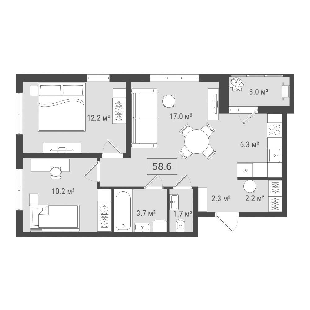 Студия 58 м2 в ЖК Фамильный дом корпус null этаж 13