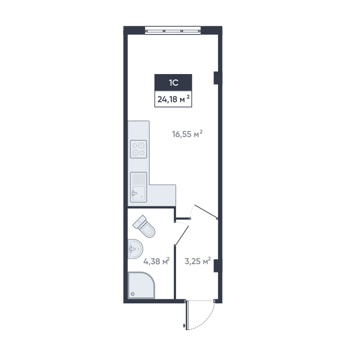 Студия 23 м2 в ЖК Ромашки корпус null этаж 1