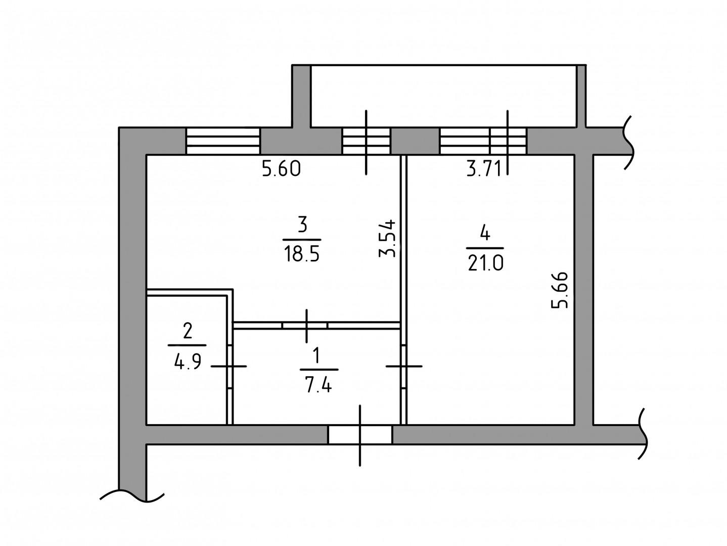 1-комнатная 51.8 м2 в ЖК undefined корпус null этаж 4
